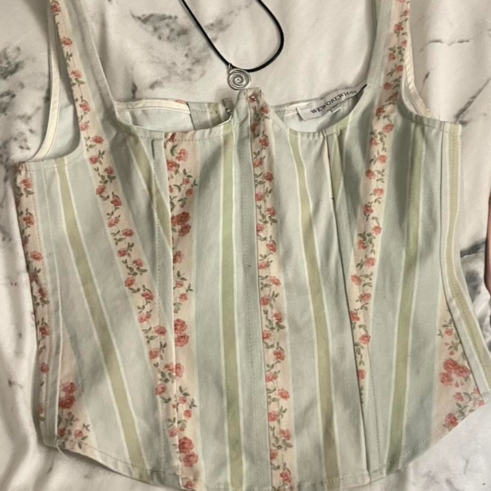 We Wore What Floral and Stripe Corset Top